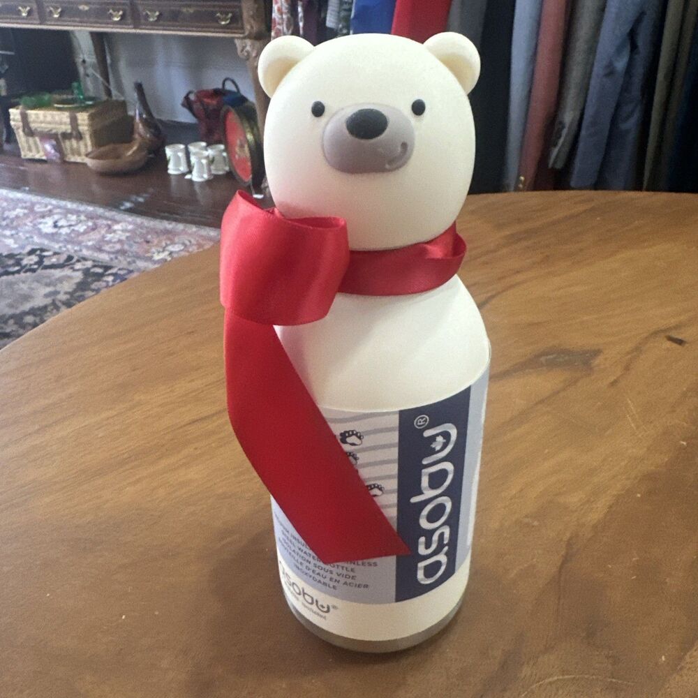 ASOBU Bestie White Bear Kids Insulated Stainless Steel Water Bottle 16 oz NEW